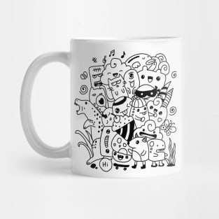 black and white doodle art Mug